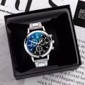 Watch with Wallet business steel straps round dial wrist watches hand watch-silver watch- men watches-watch for boys-watch for men-watch for kids-watch for young's-watch for boys stylish-branded-watch. 