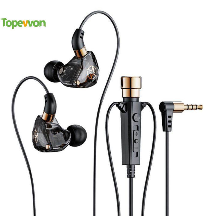 Topewon 3.5MM Jack Wired Headphones In-Ear Earphone Sport Earbud Portable Earpluds with Noise-cancelling Dynamic HD Mic For Live Singing Recording