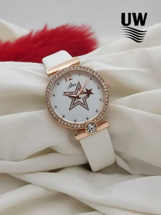 New Style Nobel ladies Patta Watch Fashion Women Watch Women Crystal Heart Casual Quartz Watch with Leather Strap Daraz.pk