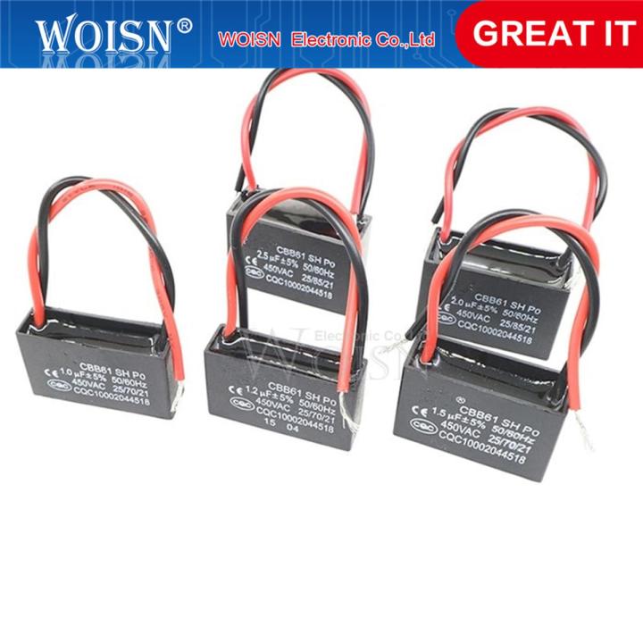 Cbb61 Fan Starting Capacitor 1uf / 1.2uf/1.5uf/1.8uf/2uf/2.2uf/2.5uf/2.7uf/3uf/3.5uf/4uf/4.5uf/5uf/6uf/7uf/8uf Ceiling Fan Range