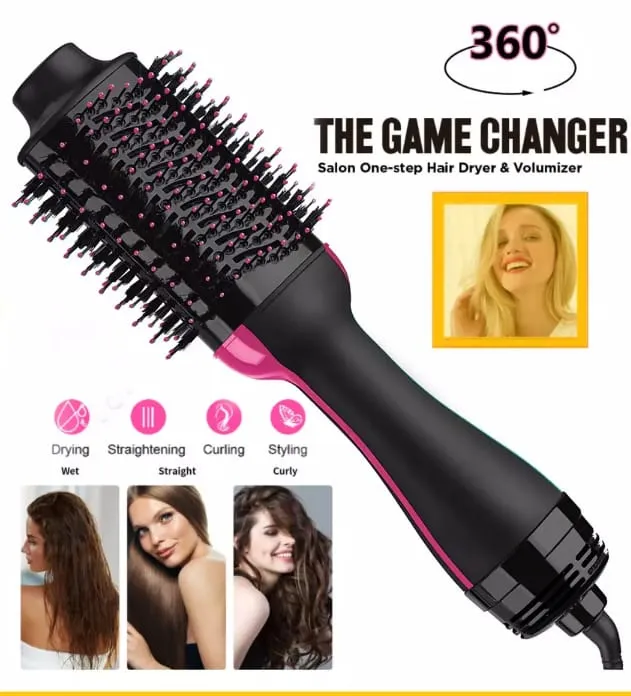 One Step 3 in 1 Hair Dryer and volumizer , hair straightner and hair curler for ladies - hare drier for girls - Hair Straightener Comb for Drying for women - Hair Dryer Styler -  Hot Air Brush - Comb for Drying, Straightening, and Curling