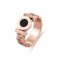 Wholesale custom fashion jewelry 18k rose gold stainless steel classic hollow ring zircon roman numeral ring for women men. 