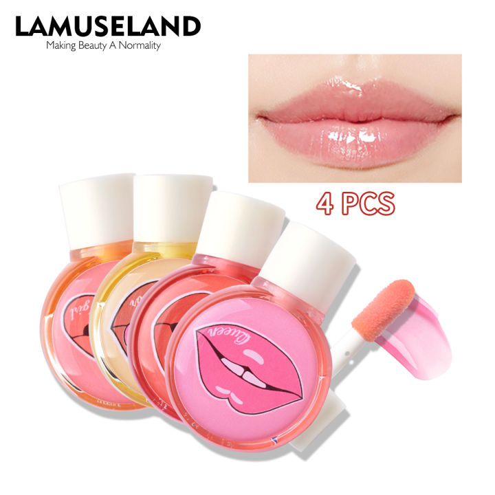 LAMUSELAND 4 Colors Mini Fruity Lip Balm Waterproof Long-Lasting Color-Changing Lip Gloss 5Ml#LK42L