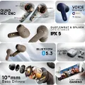 Zero® Wave Wireless Earbuds | Bluetooth 5.3v Gaming Earbuds | 10mm Base Driver Earbuds | Dual Mic ENC Earbuds for Calling | Noise Cancelling Earbuds | Bluetooth Earbuds for iOS and Android | Best Earbuds for Men and Women. 