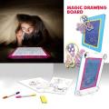 3D Magic Pad LED Writing Board For Kids Plastic Creative Art Magic Board With Pen Brush Children Clipboard Educational Set. 