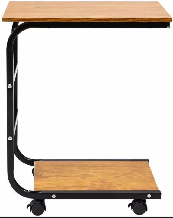 Movable%20Desk%20Side%20Table%20Tray%20Cart%204%20Wheels%20Wood%20Desktop%20Office%20Home%20Desk%20Shelf%20Organizer%20Bookcase%20Natural%20Wood%20Tone%20-%20Image%204