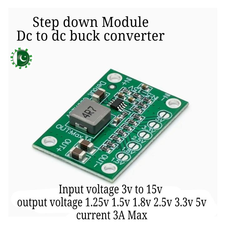 Buck converter  Step down Module circuit chip Power supply module converter1.25V 1.8v 1.5v  2.5v 3.3v 5V output adjustable 3A 5V-15V input ca 1235 buy in Pakistan e shop