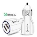 Portable Car USB Charger For Mobile Phone with 3.0 Fast Charging Dual Adapter. 