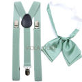Hot New Sage Green Solid 2.5cm Suspender 6cm Tie Hankie Bow Set Men Kid Cravat Brace Adjustable Straps Wedding Party Accessory. 