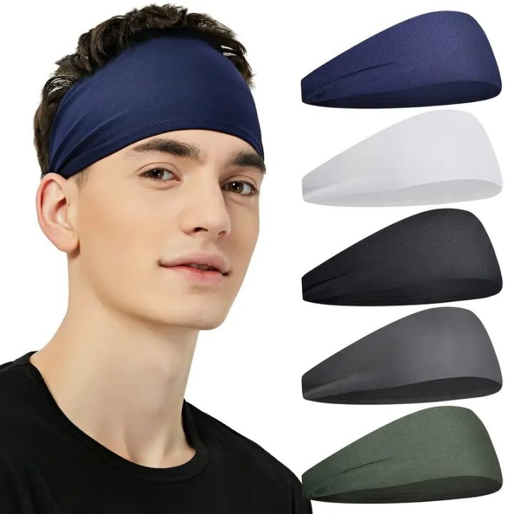 1pc Men'S Sports Headband - Sweat Absorbing, Non-Slip, Breathable Fabric for Running, Gym, Basketball, Tennis - Adjustable Headband for Men and Women