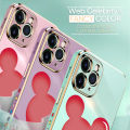 Hontinga for Realme 3 Back Cover（Free Lanyard）Luxury 6D Plating Cartoon Balloon Mouse Side Pattern Case Soft Silicone Square Phone Cases. 