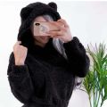 Cute Long Sleeve Bear Ear Hoodies Solid Color Outwear Plush Hoodies Pullover Clothes Fuzzy Fleece Sweatshirt Winter. 