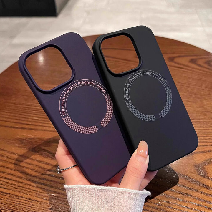 CrashStar MagSafe Silicone Soft Shockproof Phone Case For iPhone 15 14 Pro Max Plus 13 12 11 Pro Max Wireless Charging Phone Casing Solid Color Skin-friendly Anti-drop Protective Phone Cover Shell