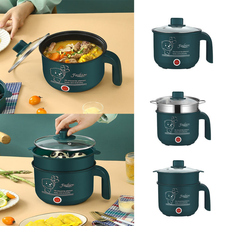 Electric 1.5 L Multi Cooker Kettle with Concealed Base Multifunction Cooking Pot Noodle Maker Egg Boiler Vegetable and Rice Cooker and Steamer Steamer for Home, Office and Travel/blue color without steamer
