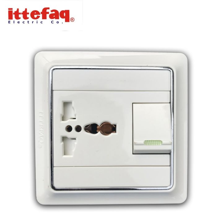 Ittefaq White Series Multi Function 16A Superior Quality Multi Socket Switch Wall Power Socket, High Voltage controller, Multi Switch Socket