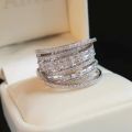 2023 New Fashion Multi-Layered Cross Finger Ring with Dazzling Zircon Daily Wear Statement Rings for Women Party Jewelry Gifts. 