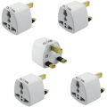 Pack of 5 - UK 3 Pin Travel Universal Plug Socket Adapter. 
