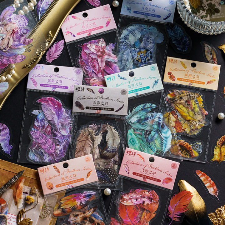 RHS Online 40PCS Feather Book Series PET Stickers Diary Journaling ...