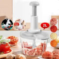 Hand Chopper Vegetable Chopper 2000ML Manual Food Chopper,Vegetable Cutter 1500ML/2000ML/700/ Speedy Chopper with 3 Curved Stainless Steel Blades, Handheld Vegetable Chopper/Mincer/Mixer/Blender to Chop Fruits Onions/Nuts/Ginger/Herbs/Garlics/Meet. 