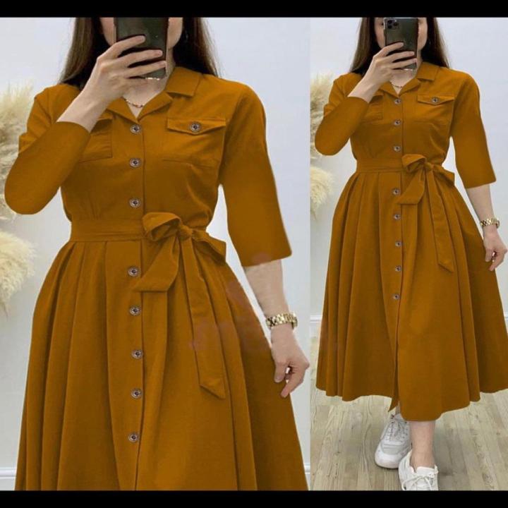 Long shirt with belt best sale