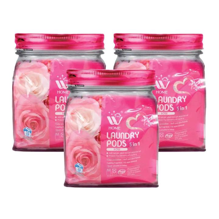 (Pack of 3) WBM Laundry Pods - Rose | Laundry Detergent Pods
