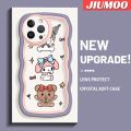JIUMOO For iPhone 12 Pro Max Case Cartoon My Melody And kuromi Lovely Cream Wave Border Shockproof Phone Cases Creative Transparent Casing. 