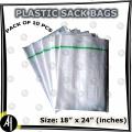Plastic Sack Bags - 18" x 24". 