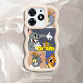 TA for Tecno Spark 10 Pro Back Cover Macaron Wave Soft Silicone Mobile Phone Cover Cute Tom and Jerry Pattern Pattern Case. 
