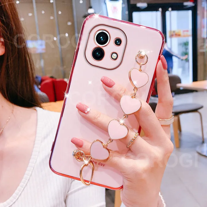 Maitus%20for%20Xiaomi%20Mi%2011%20Lite/11%20Lite%205G%20NE%20Back%20Cover%20with%20Love%20Heart%20Bracelet%20Fashion%20Chain%20Plating%20Shiny%20Bling%20Cases%20Soft%20Silicone%20Mobile%20Phone%20Case%20for%20Girls%20Boy%20-%20Image%202