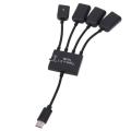 Type-C 3.1 4 In 1 Micro USB Hub OTG Cable Extension Adapter for Android Samsung Tablet HUB with Power Supply. 