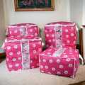 Pack of 5 Portable Bamboo Clothes Blanket Large Folding Bag Storage Box Organizer. 