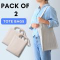 Pack of 2 Cotton Tote shopping Bags for Women's Plain Eco Friendly 38cm x 42cm quality craft party Bags for Girls. 