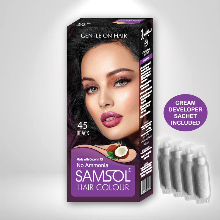 Samsol Hair Colour - 45 Black - 50 ml - Non Metallic Dye