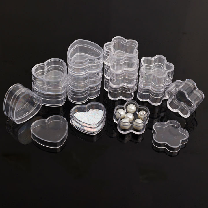 1/2Pcs Mini Transparent Plastic Storage Box Flower Heart Boxes Pill Moisture-proof Small Case DIY Jewelry Packaging