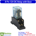 8 Pin 12V DC 12A Coil Relay with PTF08A Screw Terminal Base DPDT General Purpose Double Pole Double Throw Industrial Control Relay Module by Electrica. 