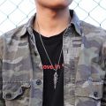 Men Stainless Steel Gothic Bullet Shape Urn Pendant Necklace Memorial Ash Keepsake Cremation Jewellery with 24 inch. 