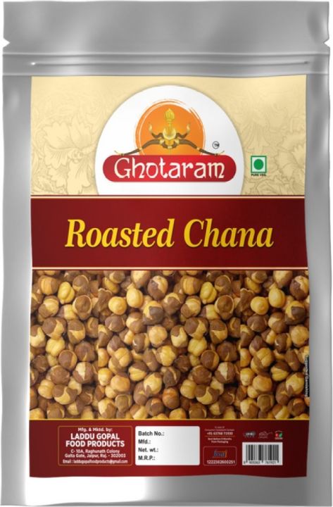 GHOTARAM Plant-Based Protein Snack Roasted Bhuna chana Bengal Gram Chickpeas-250g*1Pack  (250 g)