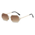 Square Shape Sunglasses Fashionable Y2k Octagonal Rimless Glasses Vintage Frameless Eyewear for Women Men Outdoor Casual Wear. 