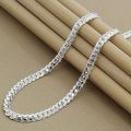 Nice 925 Sterling Silver 6MM Full Sideways Chain Necklace For Women Men Fashion Jewelry Sets Wedding Gift. 