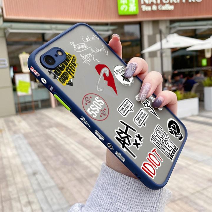 chenyyka For iPhone 7 Plus Case Fashion Tide Brand Cool Men Pattern Thin Side Square Edge New Design Shockproof Frosted Transparent Hard Phone Cases Silicone Casing Full Cover Camera Protection Softcase Boy