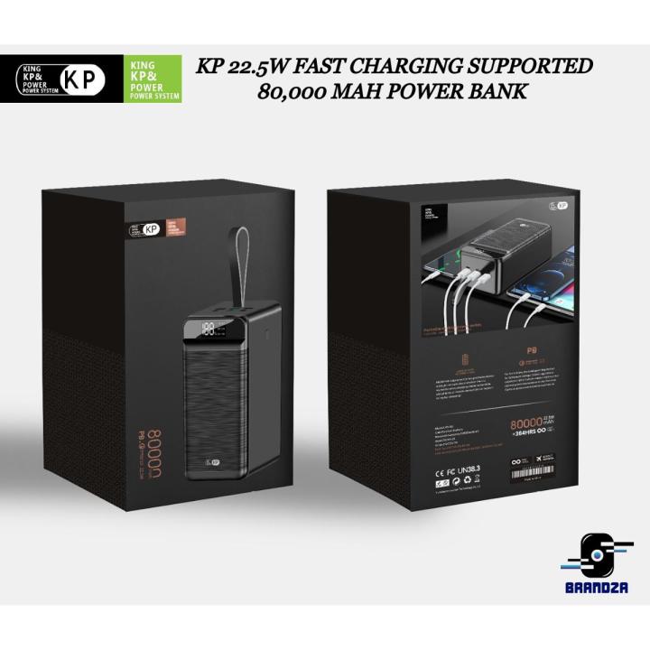 KP Powerbank 80000 mah 22.5 watt PD QC 3.0 Fast Charging Power Bank Type C Supported - 80000 mAh Powerbank - Travel Power Bank
