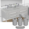 4 Pcs Plastic Bathroom Accessory Set,with Toothbrush Cup(Grey). 