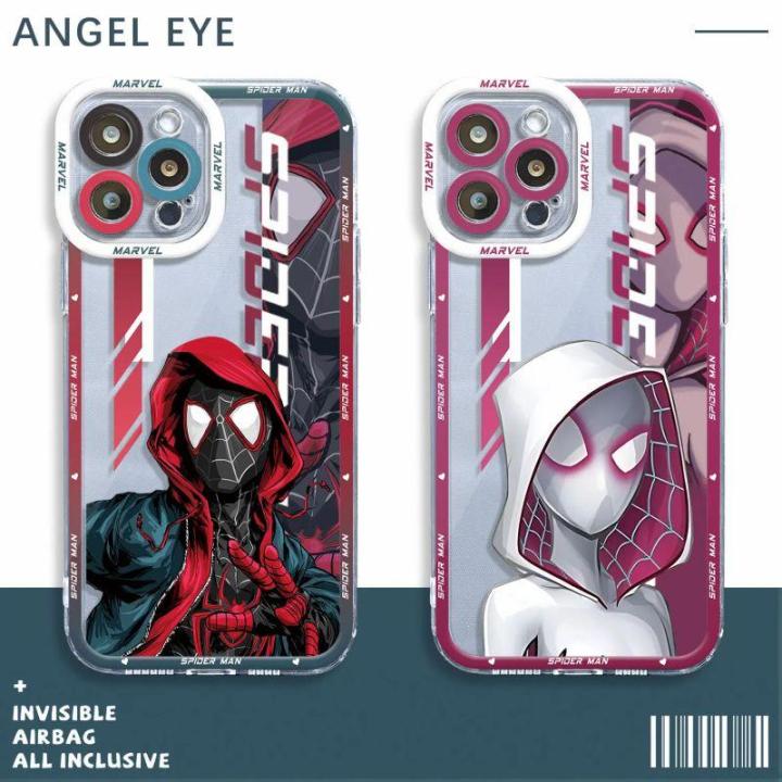 Case Cover For OPPO A78 A58 4G A98 5G A17 Reno 7Z 8Z 6Z 5Z 5 6 Pro 5G 8T 4G F11 F9 F7 F5 A37 Reno7 Z Phone Casing Soft Clear TPU Spider-Man Eyes Shockproof Full Protection Cartoon INS Korean Protection Camera Protective Back Cover