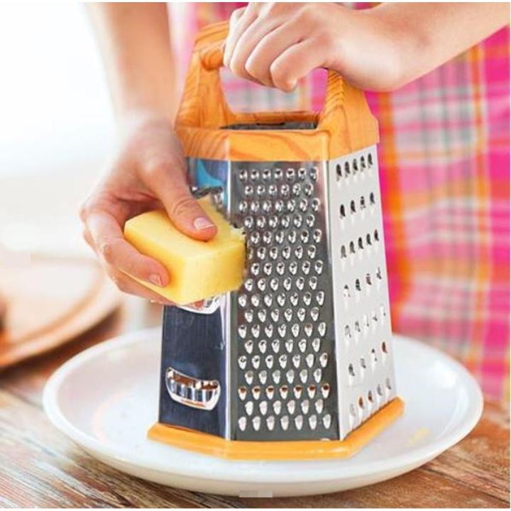 Stainless Steel Manual Grater Kadu Kash 6 Sided for Cheese Fruits Vegetables And More 6x5 inches