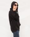 Black Fleece Zipper Hoodie For Women. 