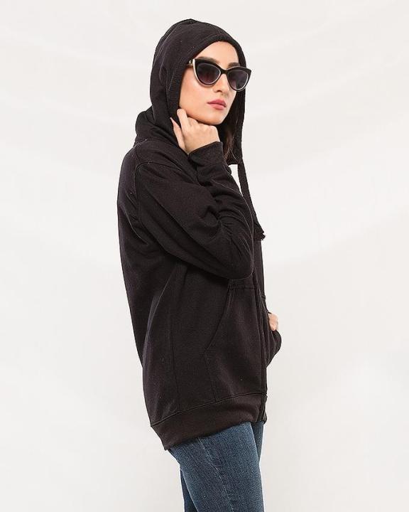 Black%20Fleece%20Zipper%20Hoodie%20For%20Women%20-%20Image%203