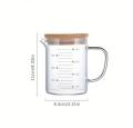 1pcs, Glass Measuring Cups Jugs With Lid, Measuring Pitcher Beaker, Measured Mug, Measure Liquid Milk Glass Cup, Clear Scale Cup With Spout& Insulated Handle, For Hot/Cold Liquid, Kitchen Stuff, Cheap Stuff. 