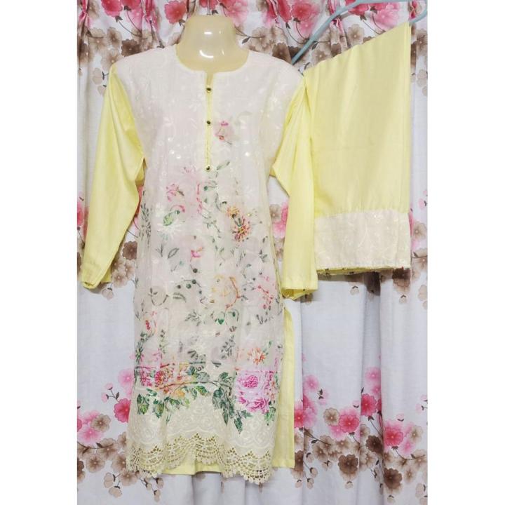 2 piece stitched linen dress for girls .new style, new design