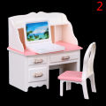 Doll play dollhouse furniture desk+lamp+laptop+chair accessories for 1/6 Doll. 