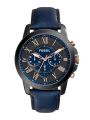 Fossil Grant Chronograph Navy Leather Watch for Men- FS5061. 